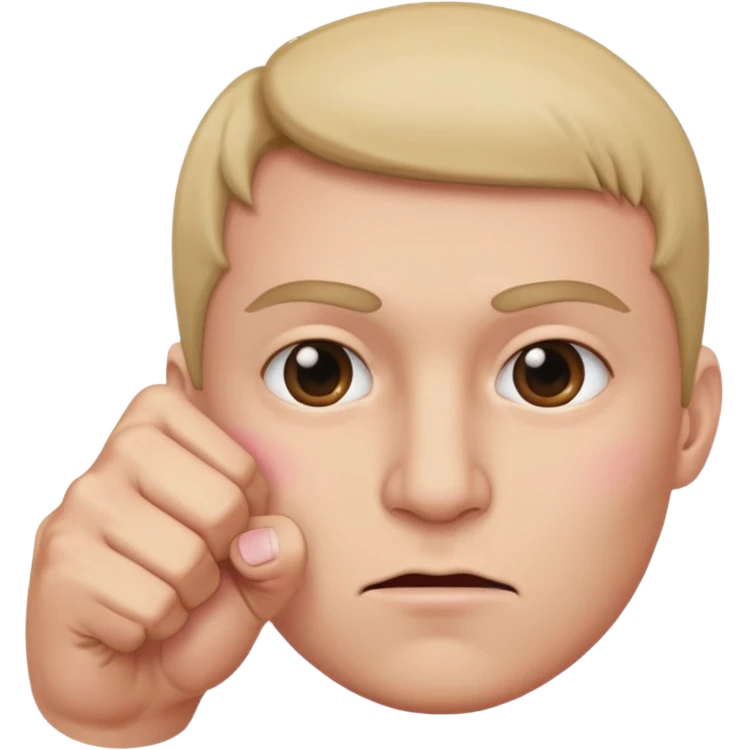 fist with pinky sticking out covering nose on face emoji