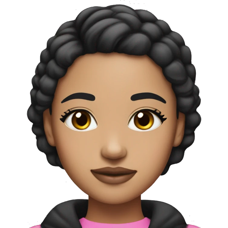 lightskin girl wearing pink with makeup on and black short straight hair emoji