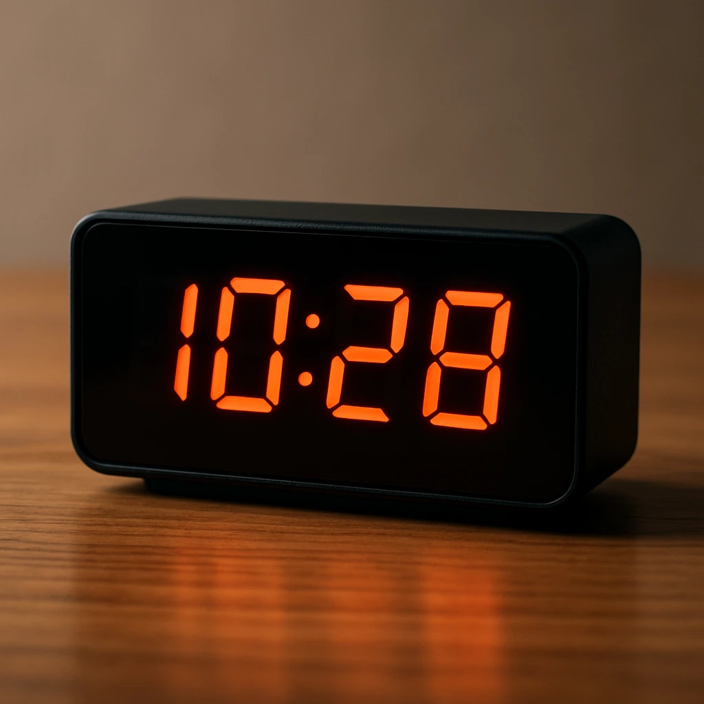 a digital alarm clock displaying numbers emoji