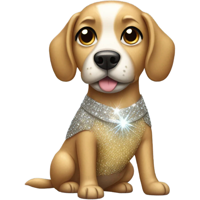 Dog wearing a sparkly dress emoji