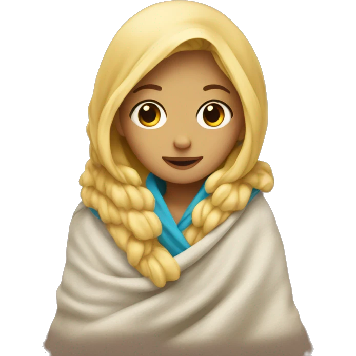 Blonde girl in a blanket emoji