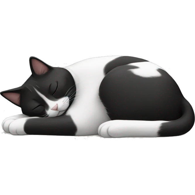 sleeping black and white cat emoji