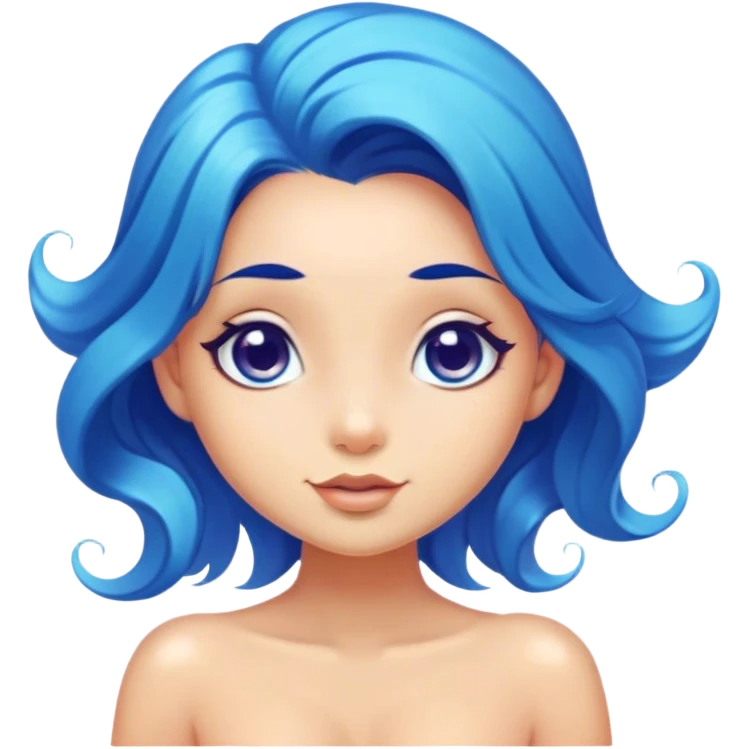 Cinematic Realistic Blue Hair Mermaid Portrait, head tilted playfully and inquisitively, showcasing a delicate, tropical form with finely detailed, flowing blue hair contrasting beautifully against her sun-kissed tanned skin. Her bright, curious eyes sparkle like sea gems under warm filtered light, rendered with lifelike clarity and soft underwater illumination—capturing the essence of a spirited mermaid poised to dance playfully amidst coral reefs. emoji