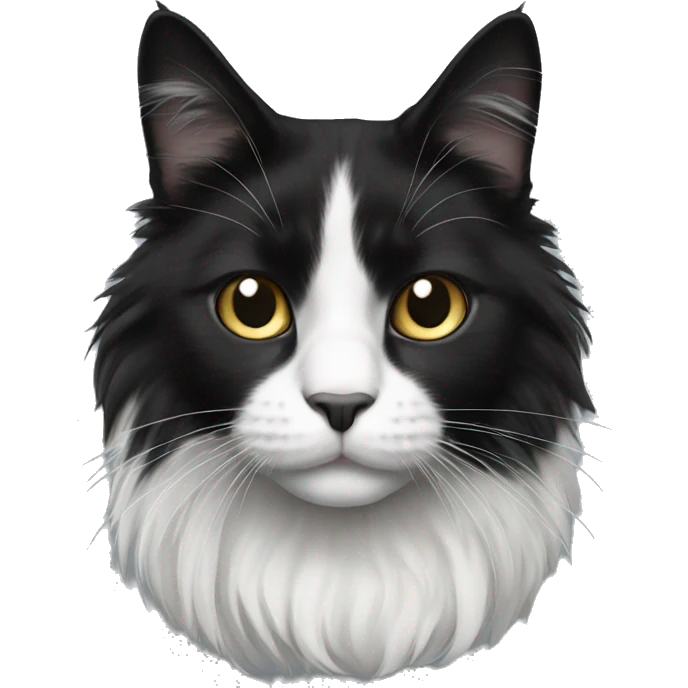 black and white cat long haired emoji