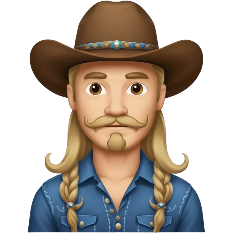 tattooed and mustached cowboys long hair emoji
