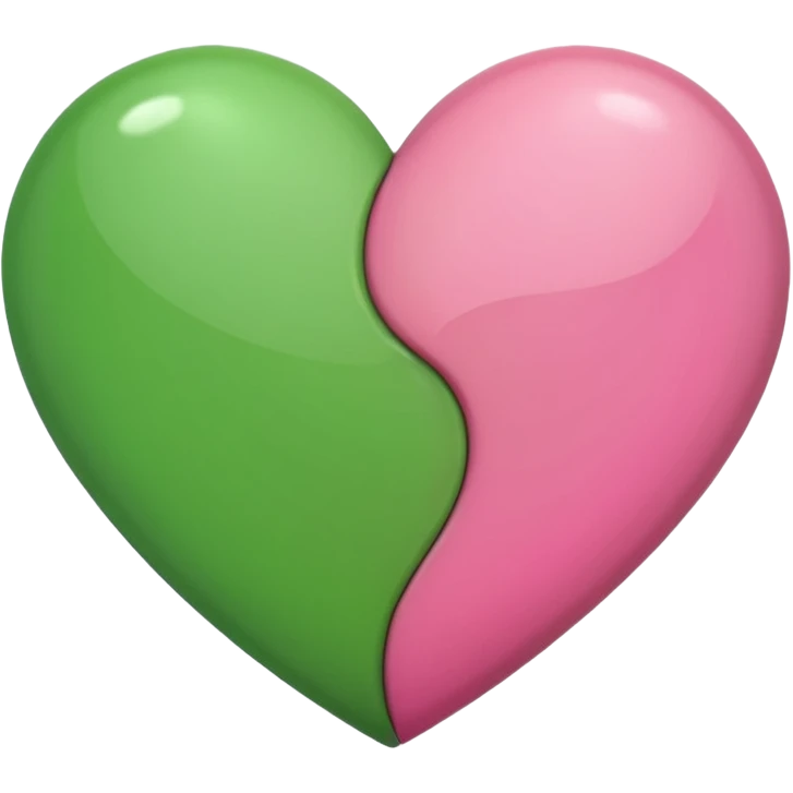 half pink half green heart emoji