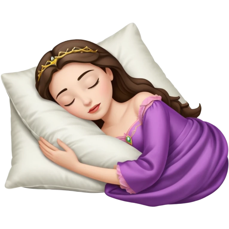 sleeping beauty brunette white girl with a silk pillow emoji