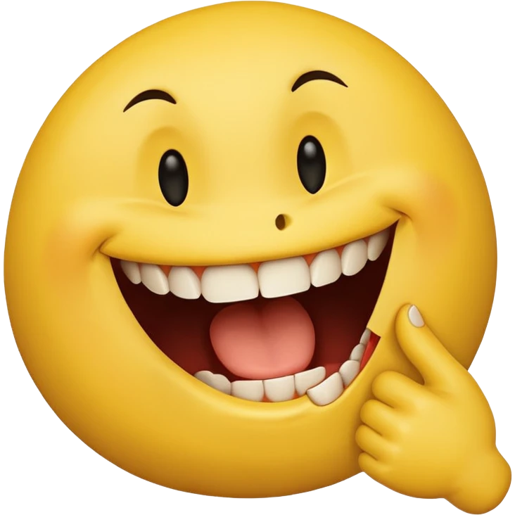 Smiley face with open mouth and teeth biting an arm emoji