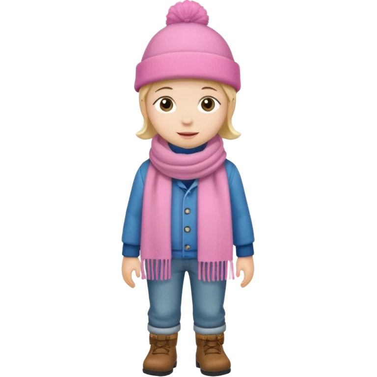 Kid wearing pink hat and scarf, full body emoji