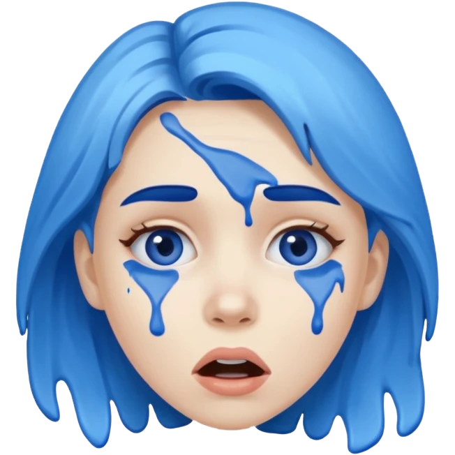woman with blue paint on her face with surprised expression emoji