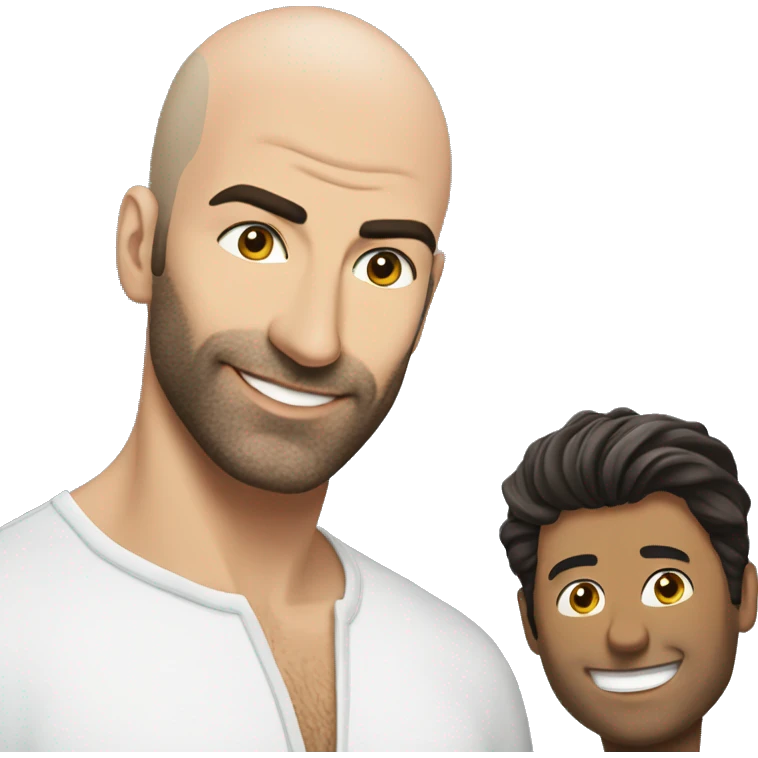 Justin baldoni next to bald man emoji