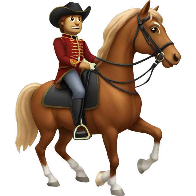 Cavalier riding chestnut horse  emoji