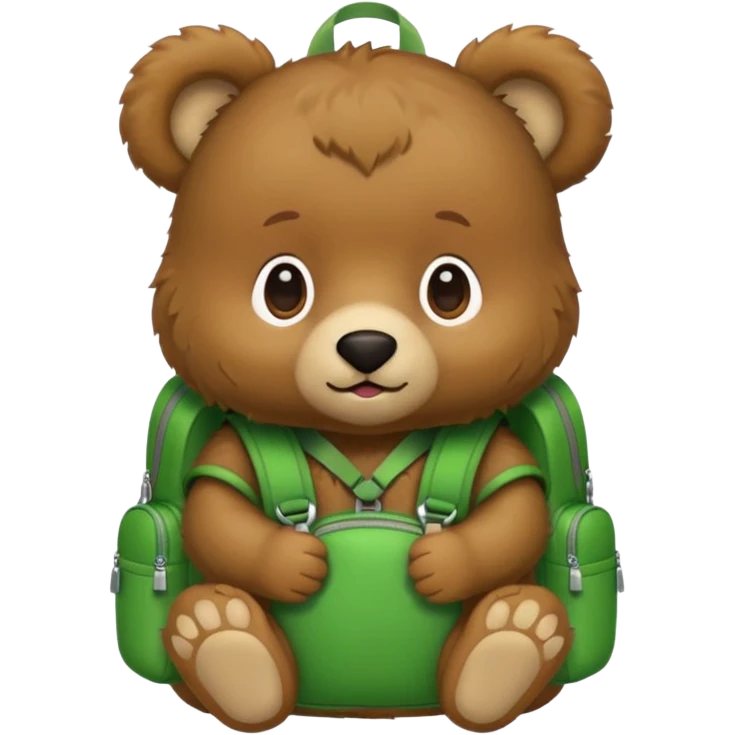 baby bear wear green backpack emoji