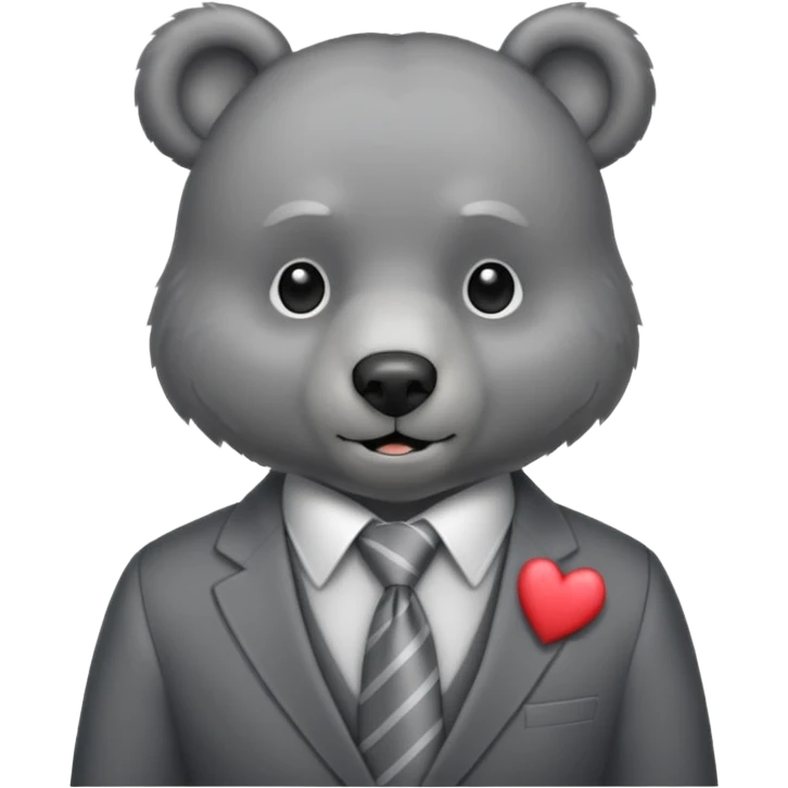 Bear with grey necktie and grey heart emoji
