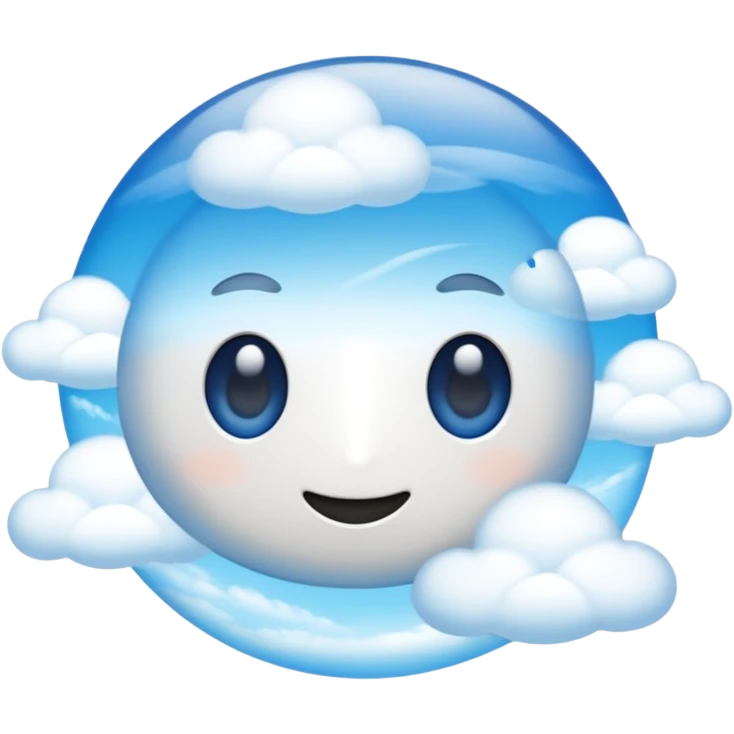 blue sky with scattered clouds, fish eye lens effect emoji