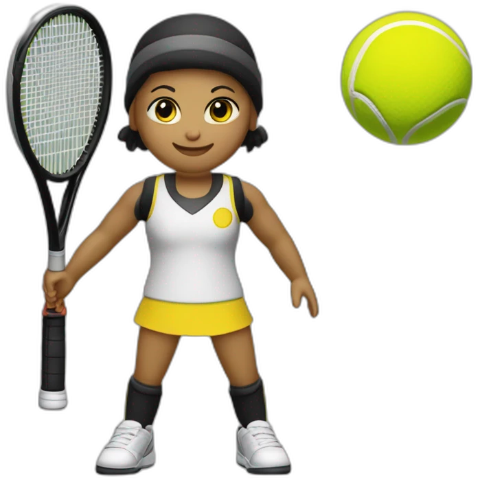Vecchio signore vestito di nero e giallo gioca stanco con una racchetta da tennis emoji