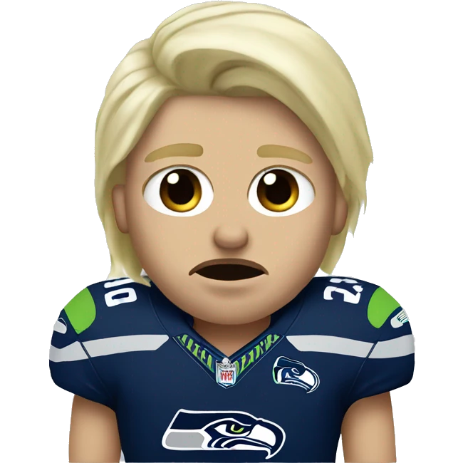 seahawks fan with blonde hair crying in a jersey emoji