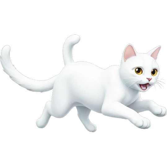 white cat running emoji