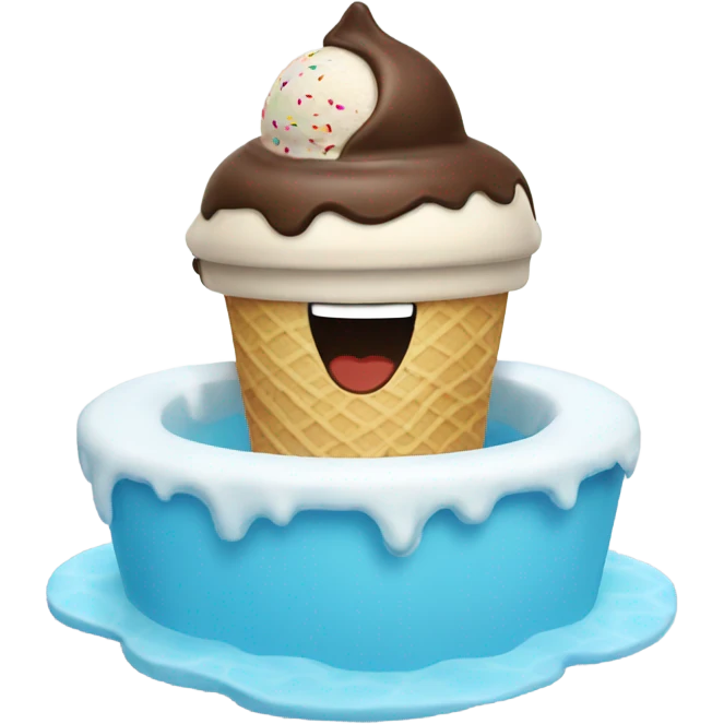 Ice cream swimming pool emoji