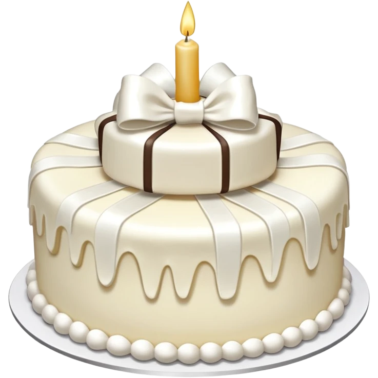 Happy birthday white bow cake glowy emoji
