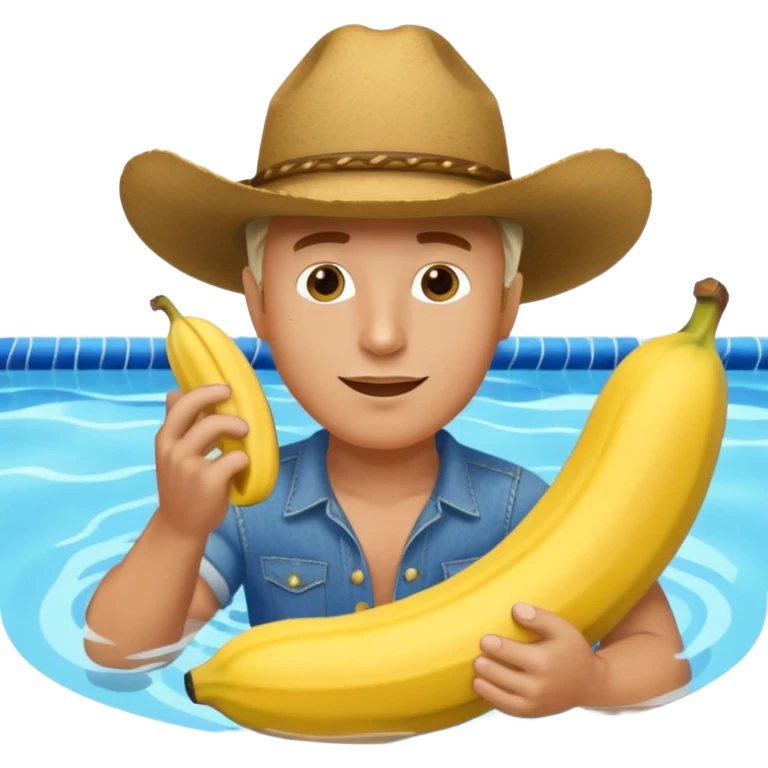 Cowboy in a pool eating a banana emoji