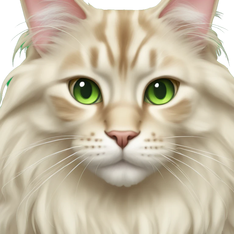 Cream maine coon with green eyes emoji