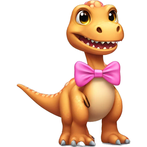 dinosaur wearing a pink bow emoji