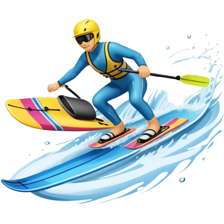 An icon featuring a close-up collage of water skis, splashing water across the surface. The design highlights the motion of the skis cutting through the water. Transparent background emphasizes the thrill of water skiing. emoji