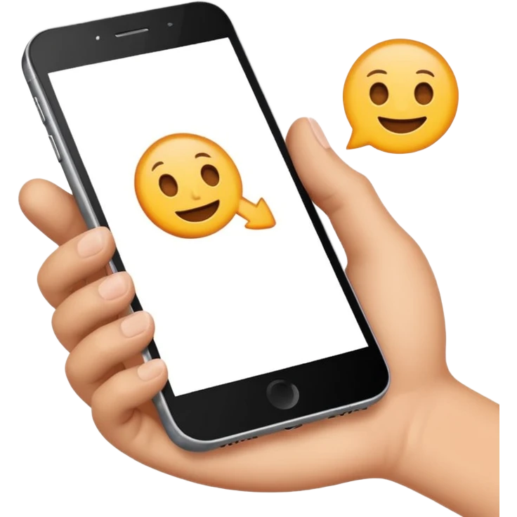generame un emoji de una mano con un movil y una barra de busqueda encima emoji