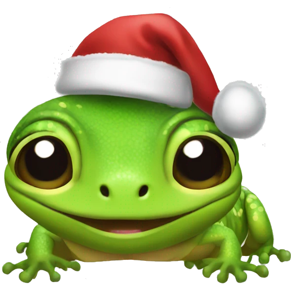 Gecko with christmas hat emoji