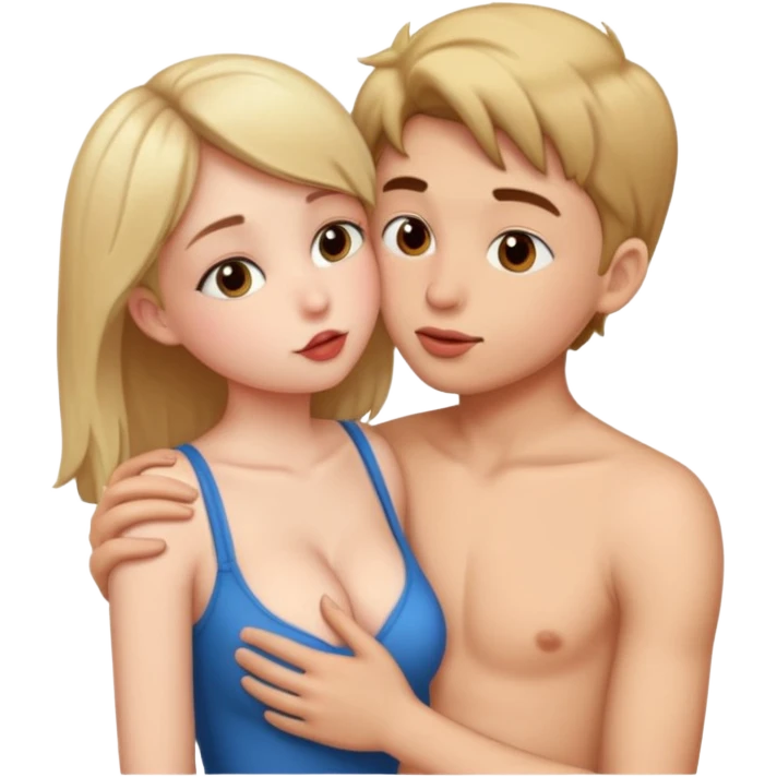 Boy kissing on girl boob emoji