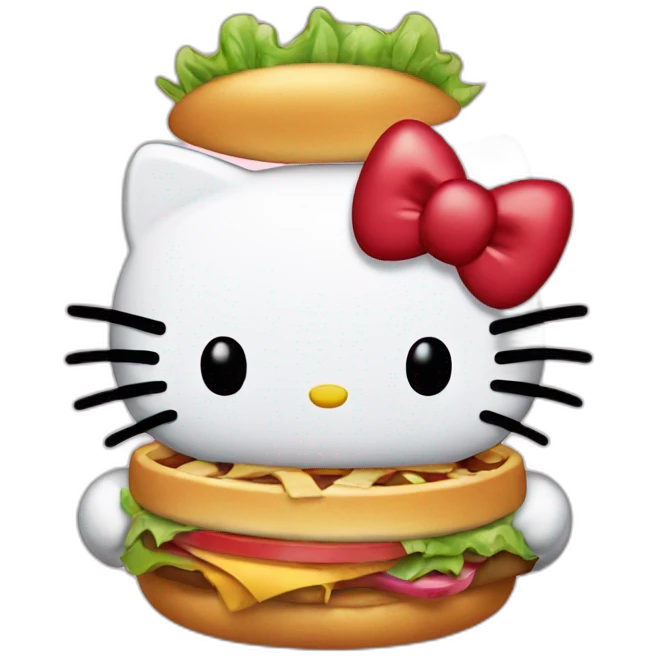 hello kitty eating hamburger  emoji