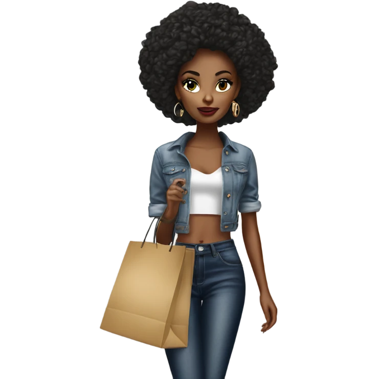 Hyper Realistic beautiful high fashion model shopping  emoji