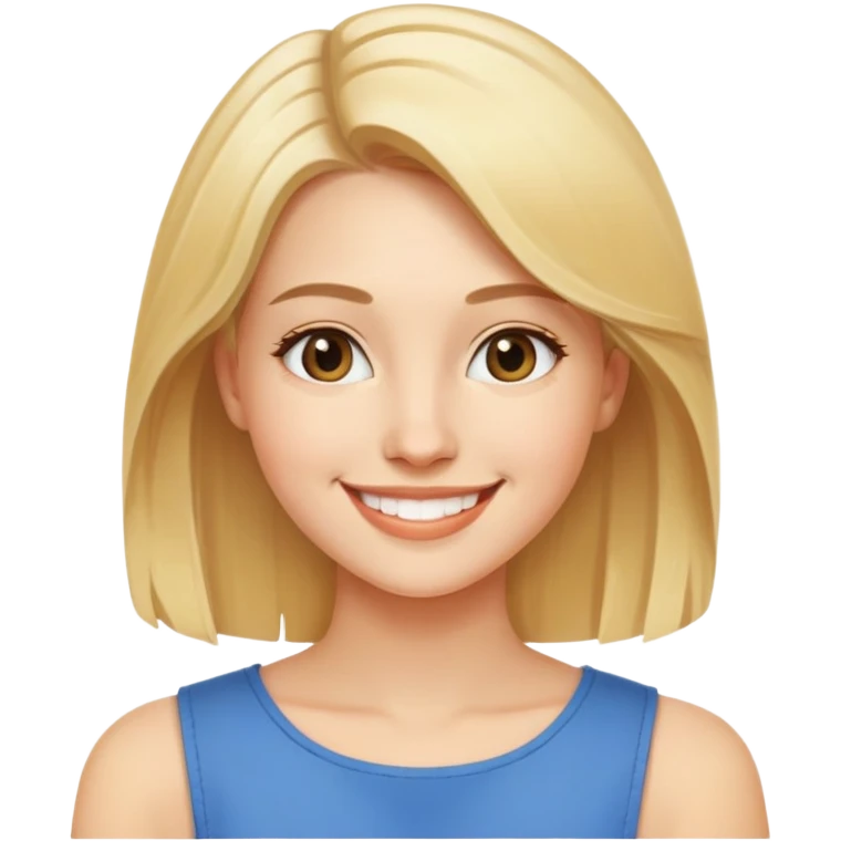 "- Nữ
- 25 tuổi
- Da trắng
- Tóc vàng ngang vai
- Mặt cười mỉm
" emoji