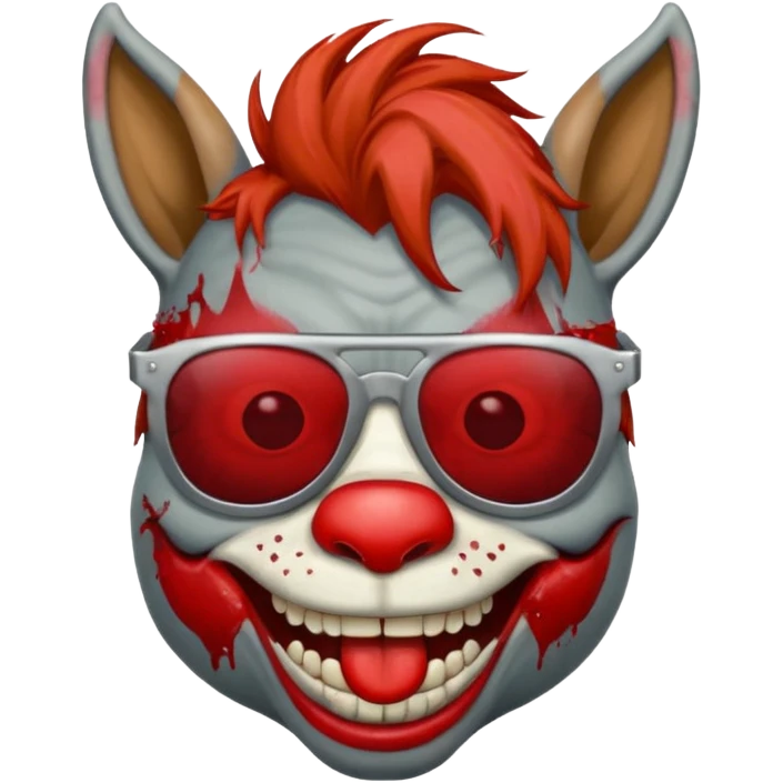 Zombie donkey with sun glasses and red hair and joker nose hungry  emoji