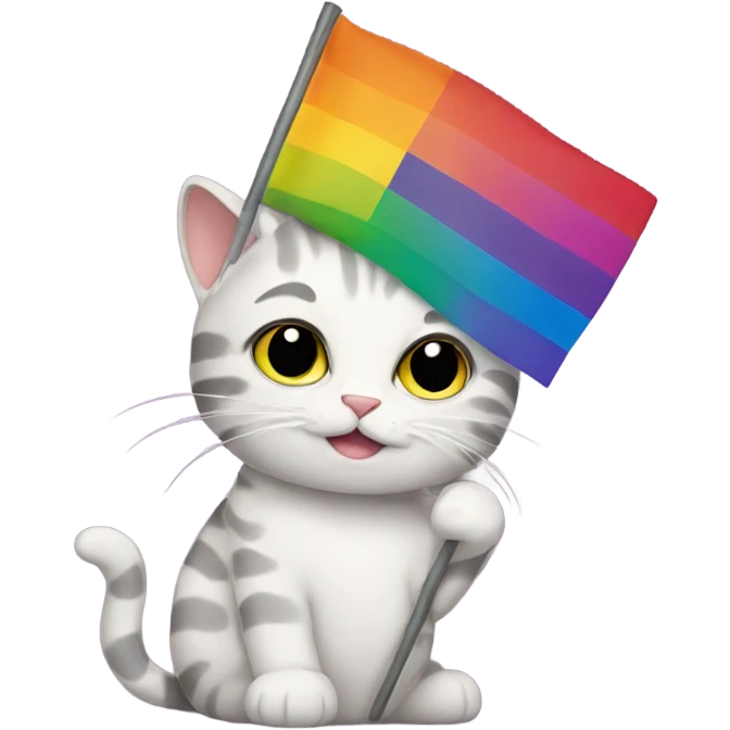 Cat holding pride flag emoji