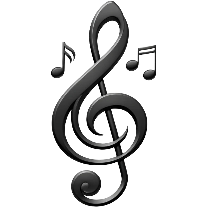 Minimalistic flat vector icon, iOS style, thin black contour on white background. Treble clef and musical notes. Clean, no text, no shadows.
 emoji