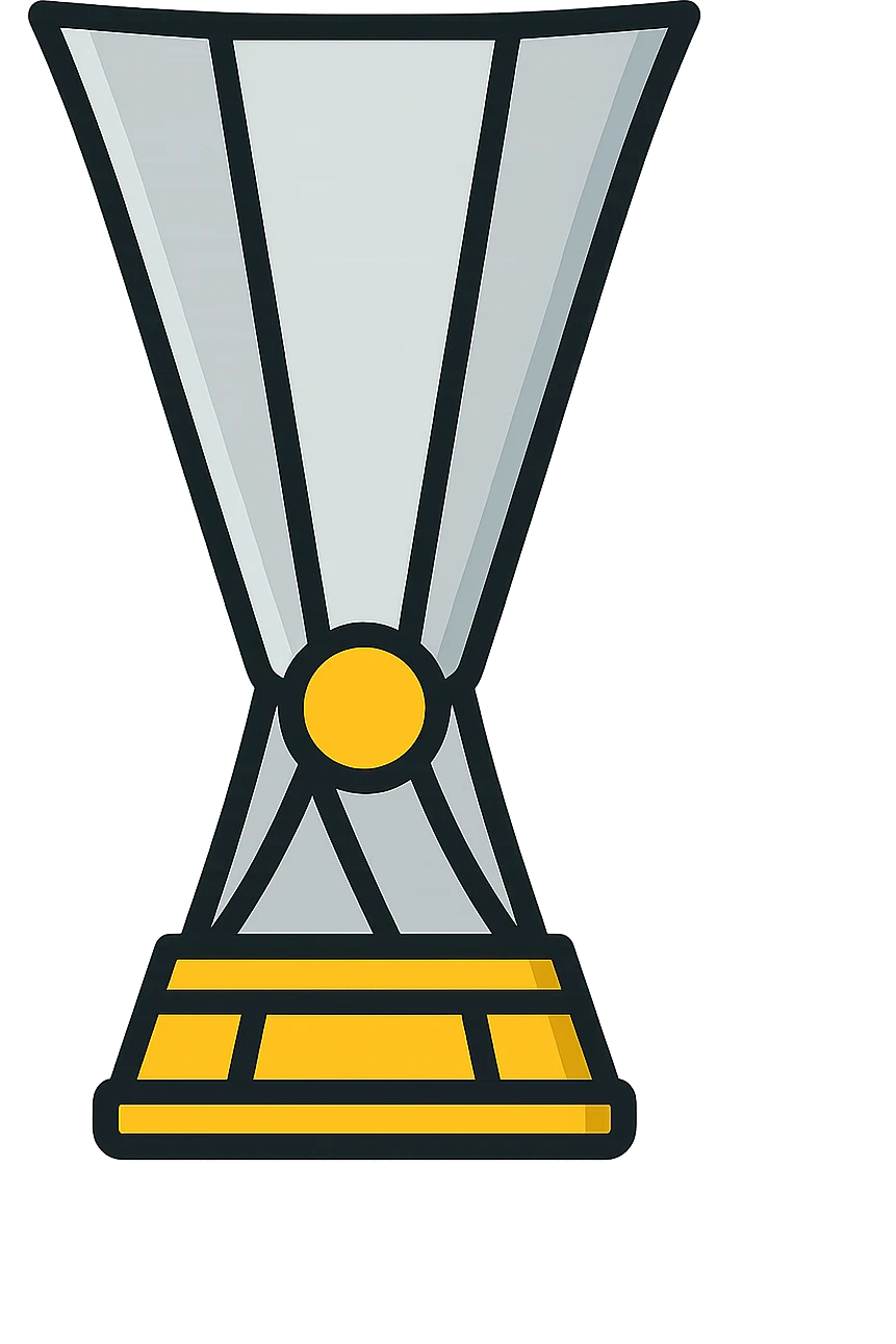 Europa League cup trophy, silver and gold, clean lines, no text emoji