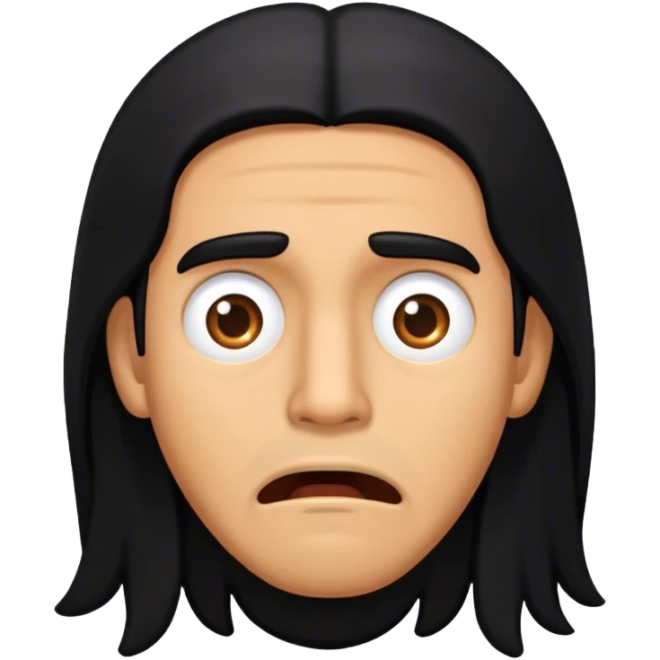 Scared caramel brown Latino man with long black hair emoji