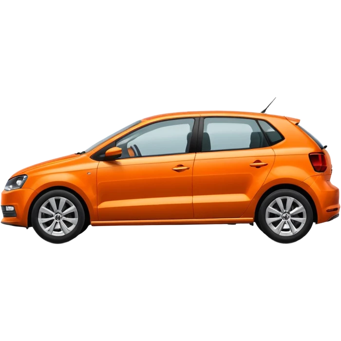 orange car, like volkswagen polo, side view emoji