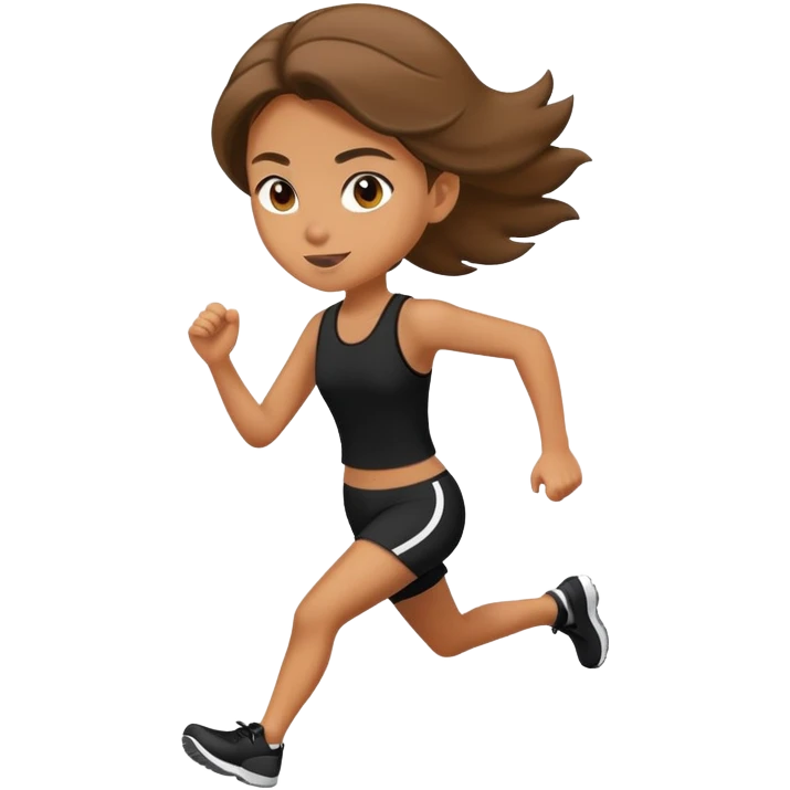Tan girl in black running emoji
