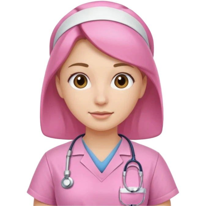 Nurse wearing pink emoji