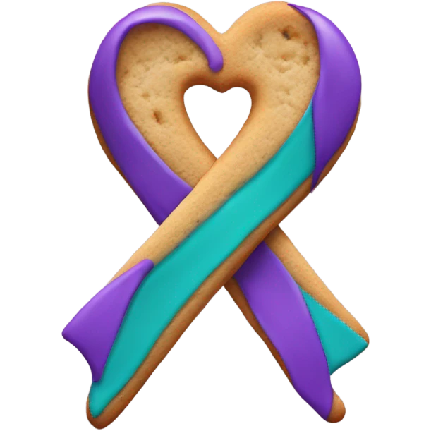 Purple teal Suicide awareness ribbon, heart cookie emoji