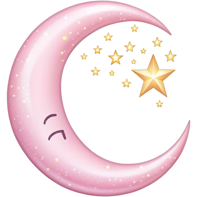 shimmering light pink crescent moon with sparkles emoji