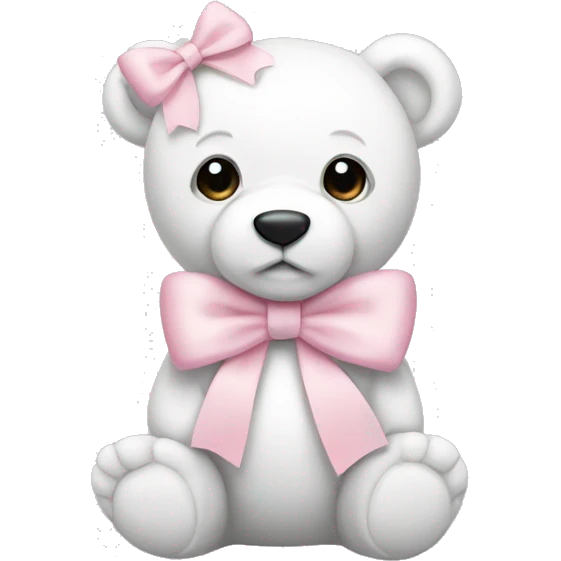 White teddy bear with light pink bow on the ear emoji