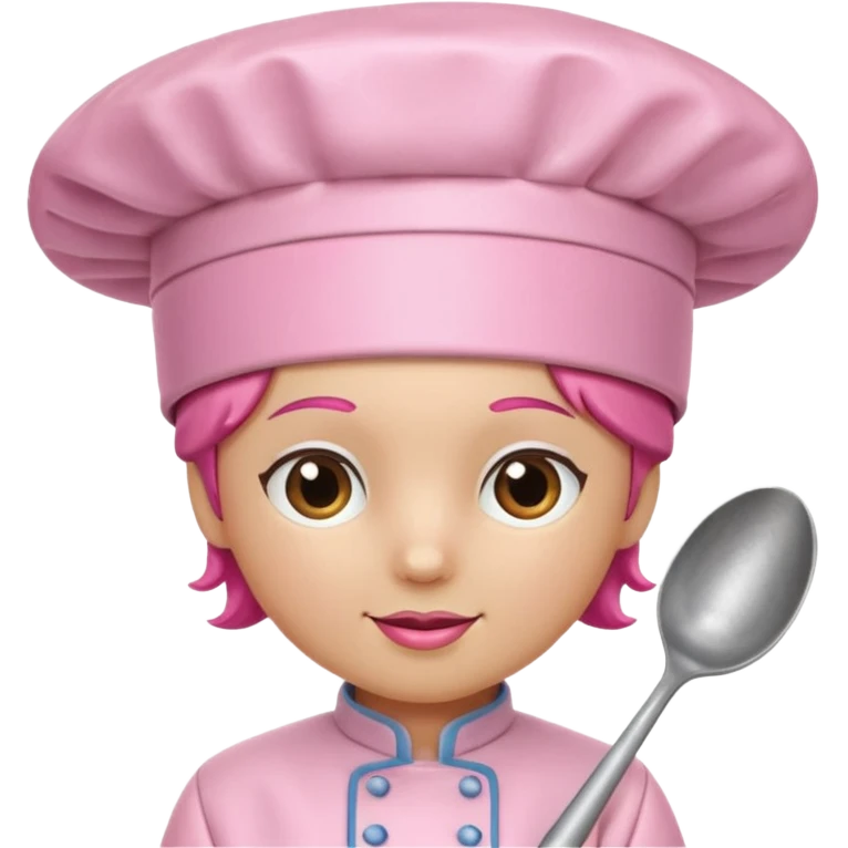 Pink chef hat with pink cooking utensils emoji