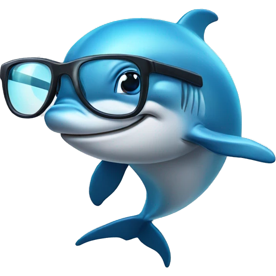 Smart dolphin with glasses emoji