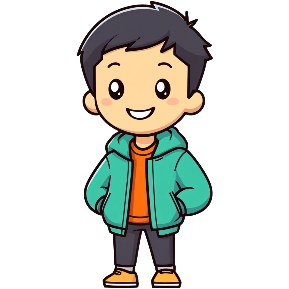 smiling boy in jacket emoji