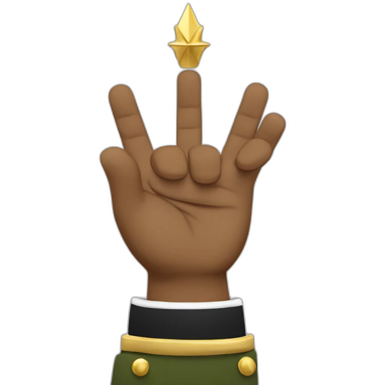 a white king army salute with two hands emoji