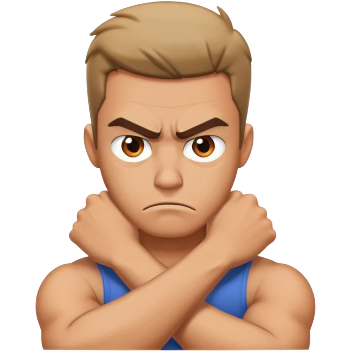Crossed arms on neck angry guy emoji